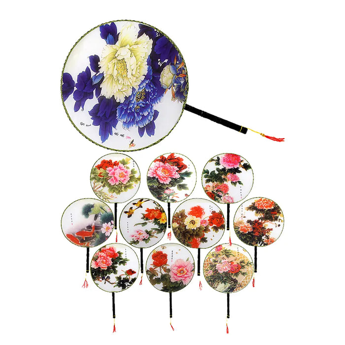 Peony Floral Traditional Ancient Paddle Fan