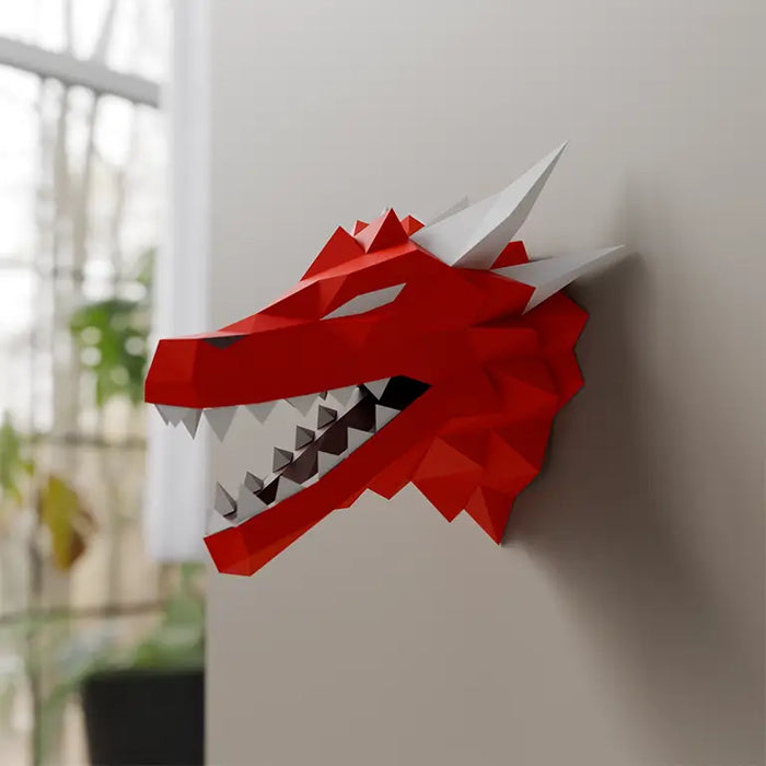 3D Papercraft Dragon Head Wall Art