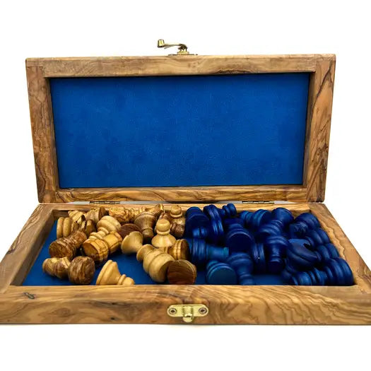 Olive Wood Resin Folding Chess Set