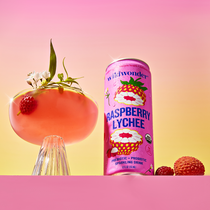 Raspberry Lychee Sparkling Prebiotic + Probiotic Drink