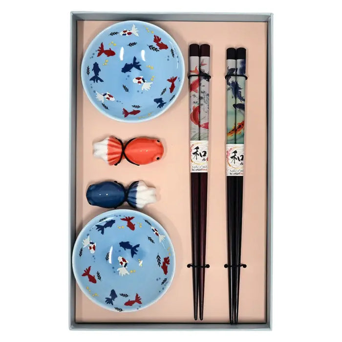 Goldfish Kingyo Chopsticks, Rests, and Sauce Dish Set for 2