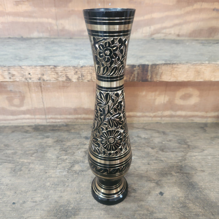Vintage Persian Etched Brass Vase
