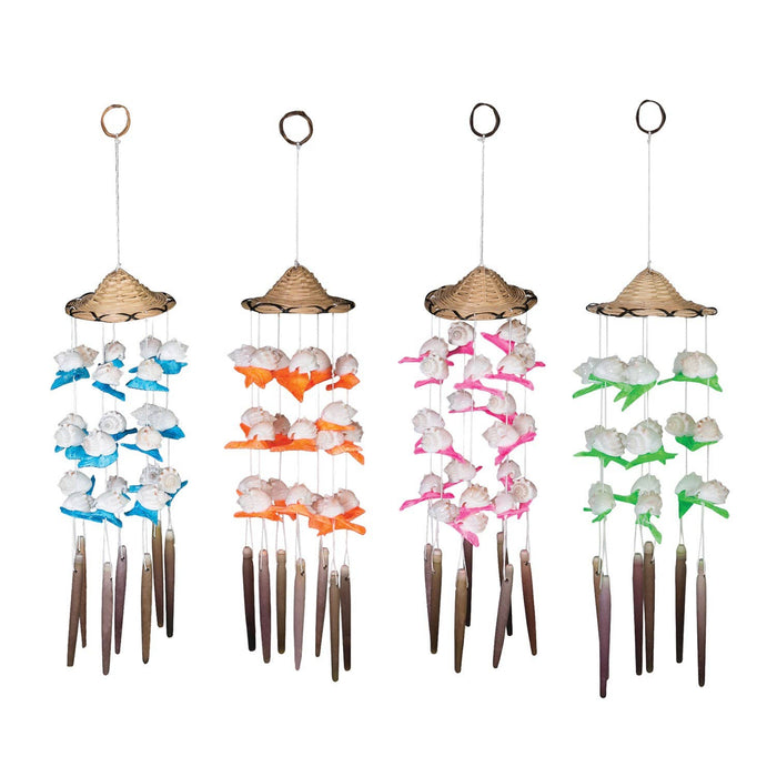 4/Cornball Shell Wind Chime Coconut Top & Tropical Flower