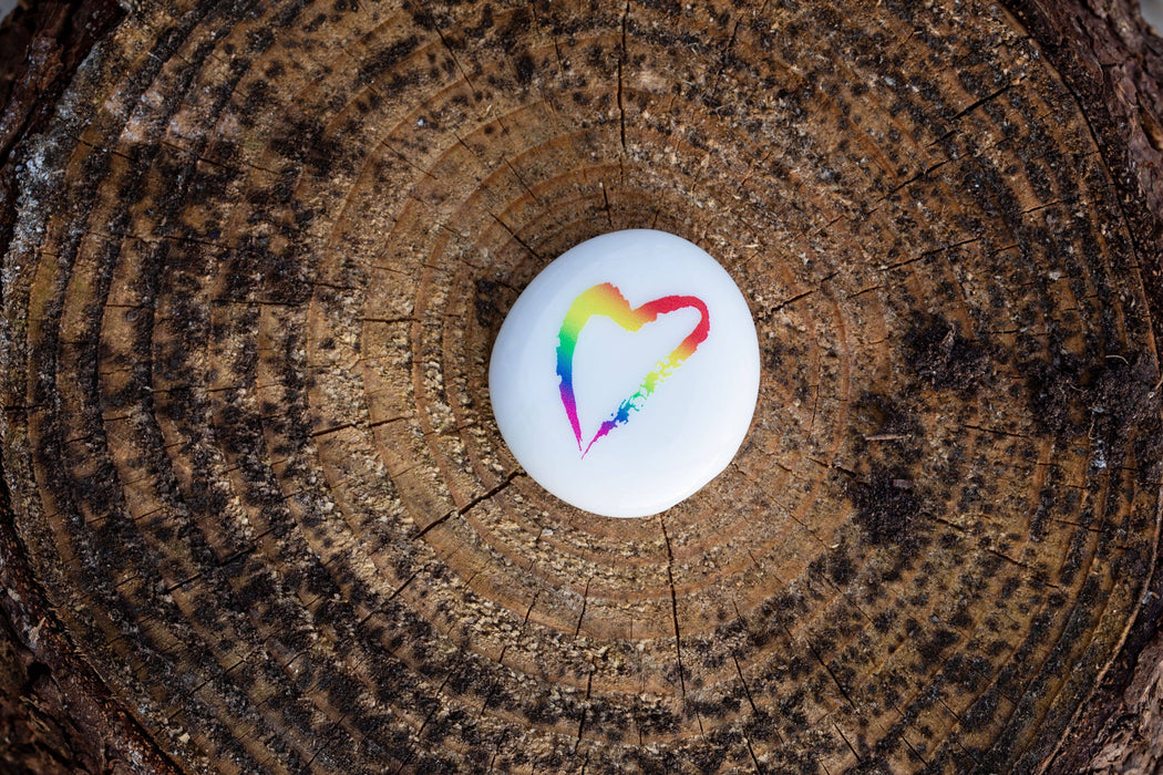 Gay Pride Rainbow Imprinted Glass Stone