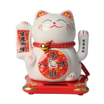 Solar Powered Lucky Cat w/Moveable Arm - 5"