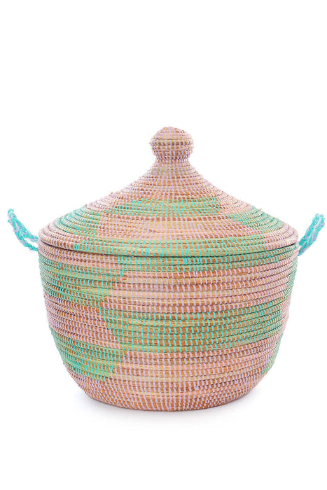 Aqua & Lavender Herringbone Tribal Basket