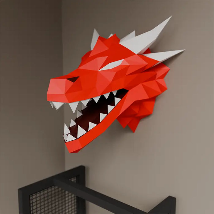 3D Papercraft Dragon Head Wall Art