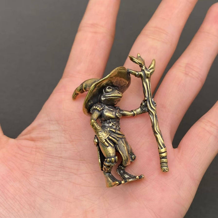 Brass Wizard Frog Desktop Decoration