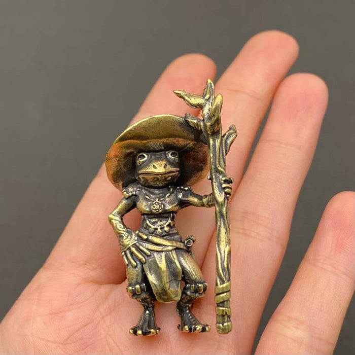 Brass Wizard Frog Desktop Decoration