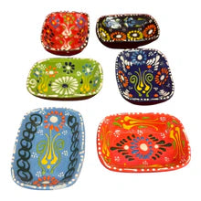 Turkish 3" Square Ceramic Bowl - Embossed