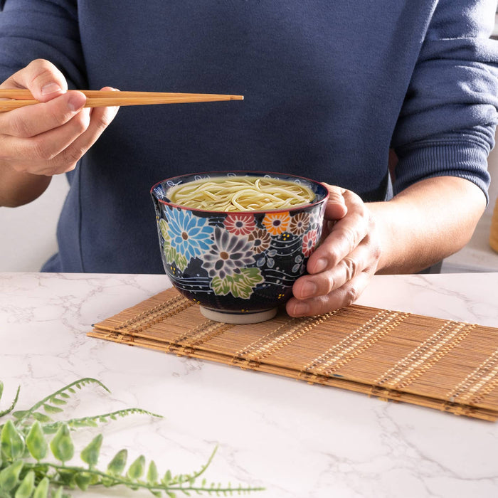 Flora Mix Design Bowl With Chopsticks Set