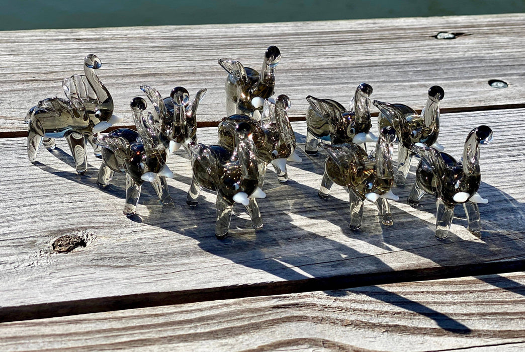 Glass Elephant Miniature Sitter Collectible Figurine