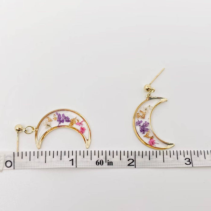 Narcissus Moon Pressed  Dried Flower Post Earrings - PDF/MS
