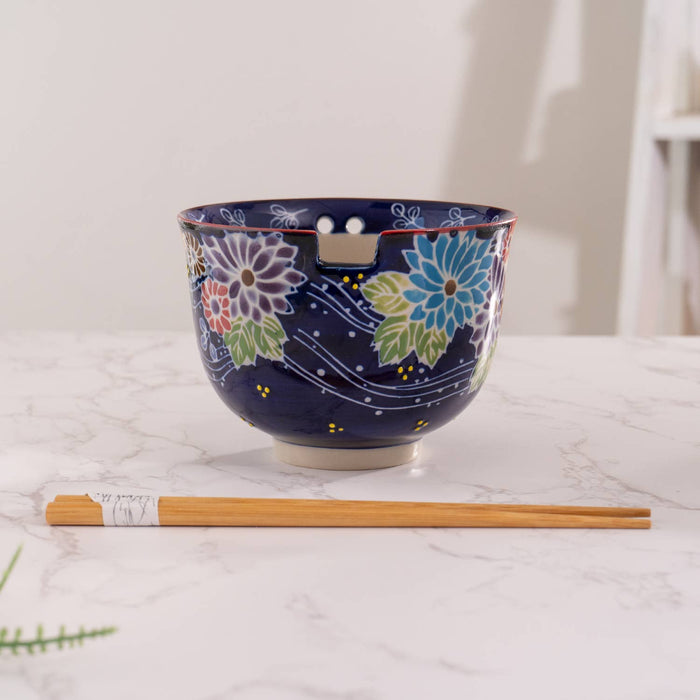 Flora Mix Design Bowl With Chopsticks Set