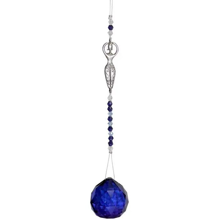 Cobalt Blue Crystal Cut Glass Bead Goddess