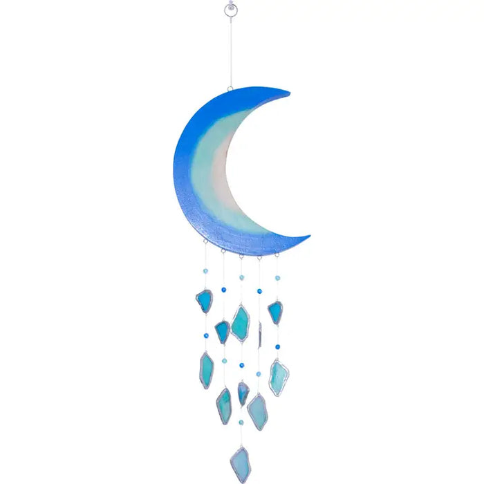 Glass Windchime w/Wooden Crescent Moon