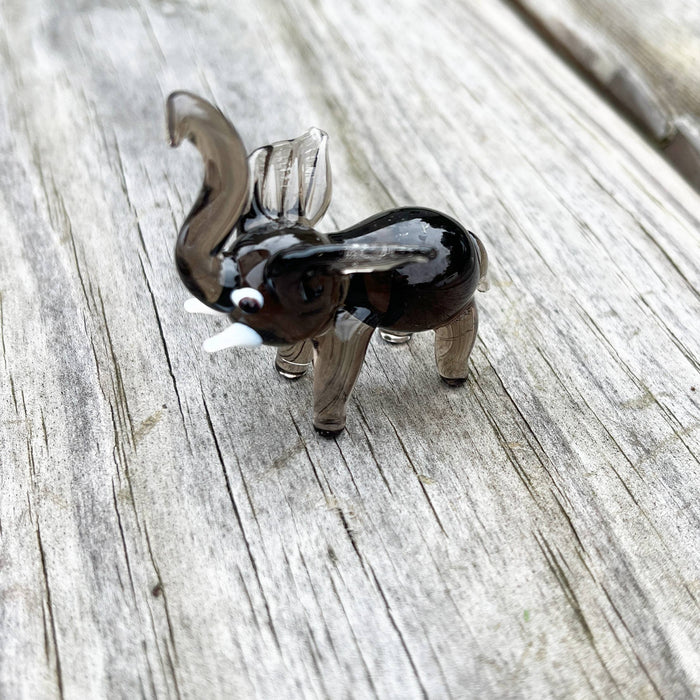 Glass Elephant Miniature Sitter Collectible Figurine