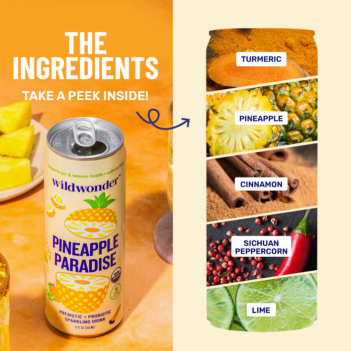 Pineapple Paradise Sparkling Prebiotic + Probiotic Drink