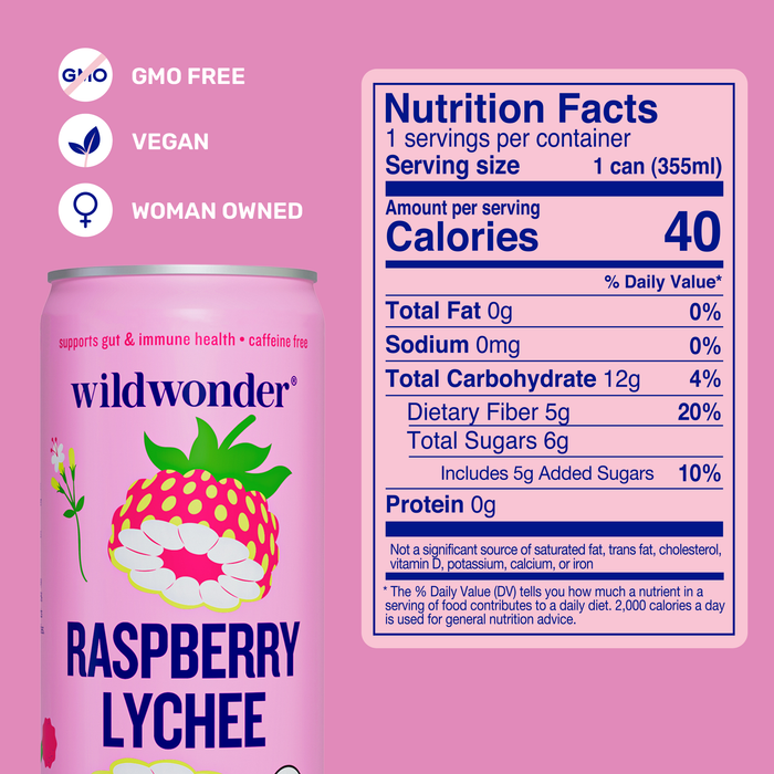 Raspberry Lychee Sparkling Prebiotic + Probiotic Drink