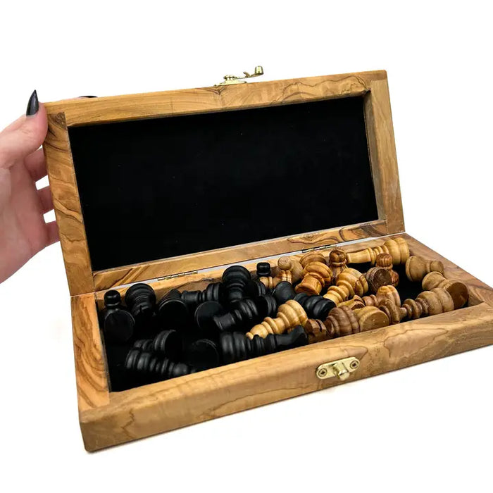 Olive Wood Resin Folding Chess Set