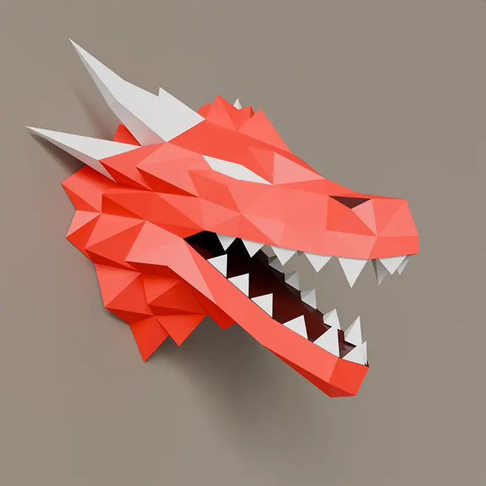 3D Papercraft Dragon Head Wall Art