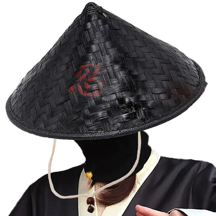 Sleek Black Ninja Samurai Coolie Rice Hat