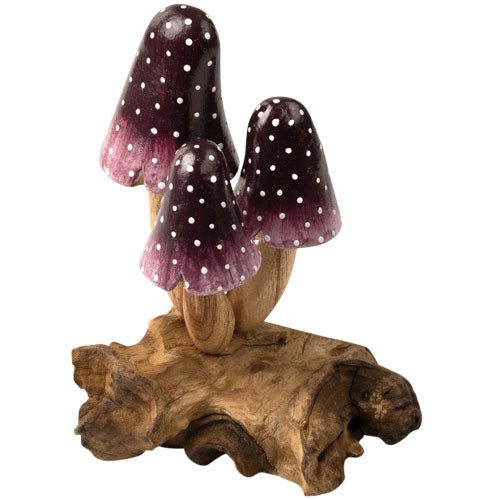 Purple 3 Banana Mushrooms Wood Base