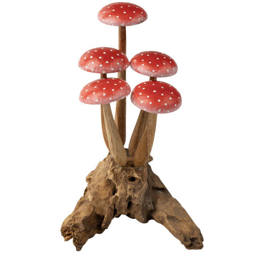 Red 5 Mushrooms Wood Base