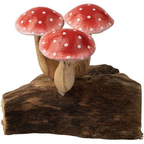 Red 3 Mushrooms Wood Base