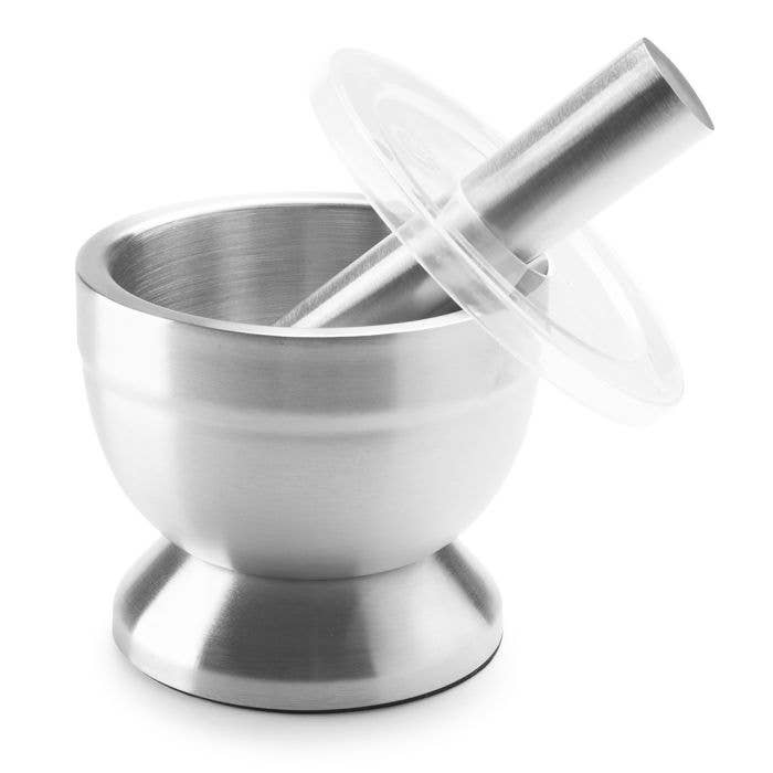 HIC Kitchen Stainless Steel Mortal And Pestle With Cover