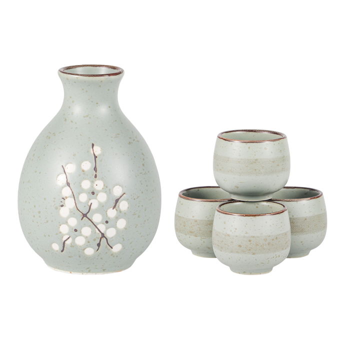 Blue Plum Blossom Sake Set