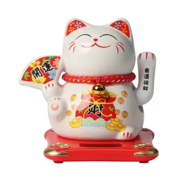 Solar Powered Lucky Cat w/Moveable Arm - 5"