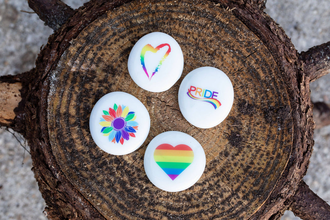Gay Pride Rainbow Imprinted Glass Stone