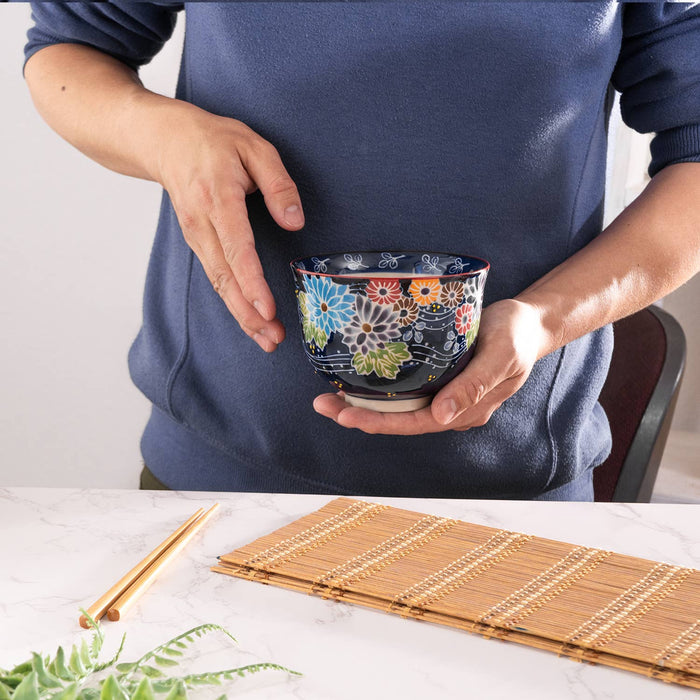 Flora Mix Design Bowl With Chopsticks Set