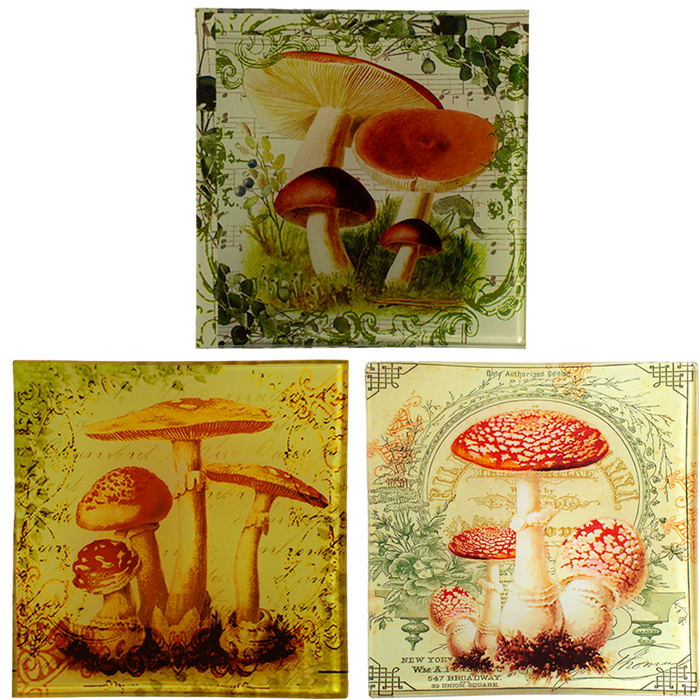 Vintage Mushroom Glass Trays