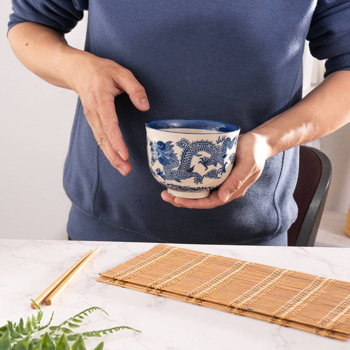 Blue Dragon Design 18oz 5.25"D Bowl With Chopsticks Set