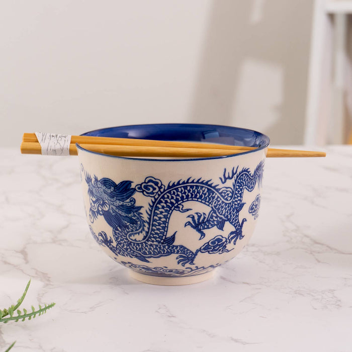 Blue Dragon Design 18oz 5.25"D Bowl With Chopsticks Set