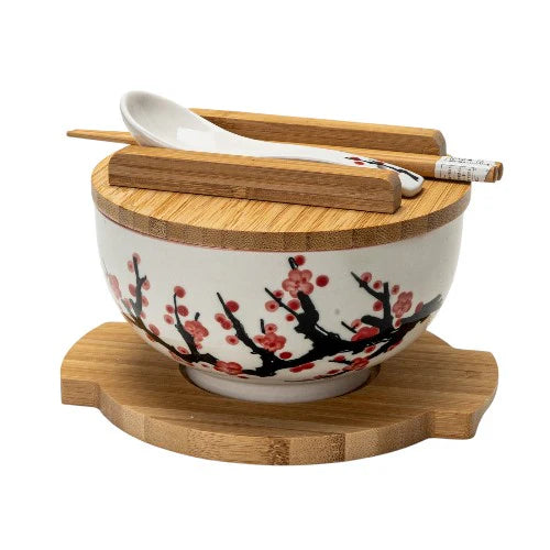 30 oz Bowl w Chopsticks, Spoon, Lid and Trivet