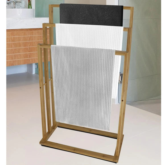 Three Level Wood Standing Towel Drying Rack