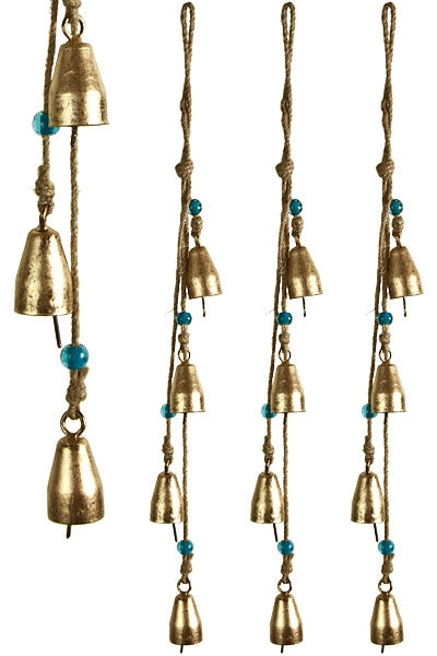 4 Bell/Bead on Hemp Cord