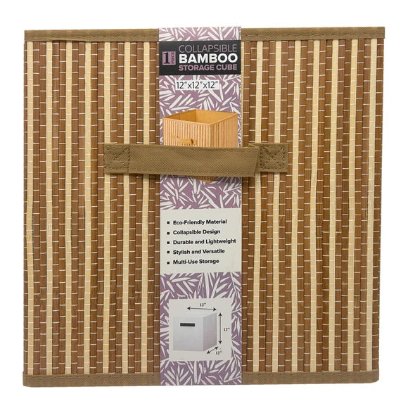 Collapsible Stripe Bamboo Storage Basket