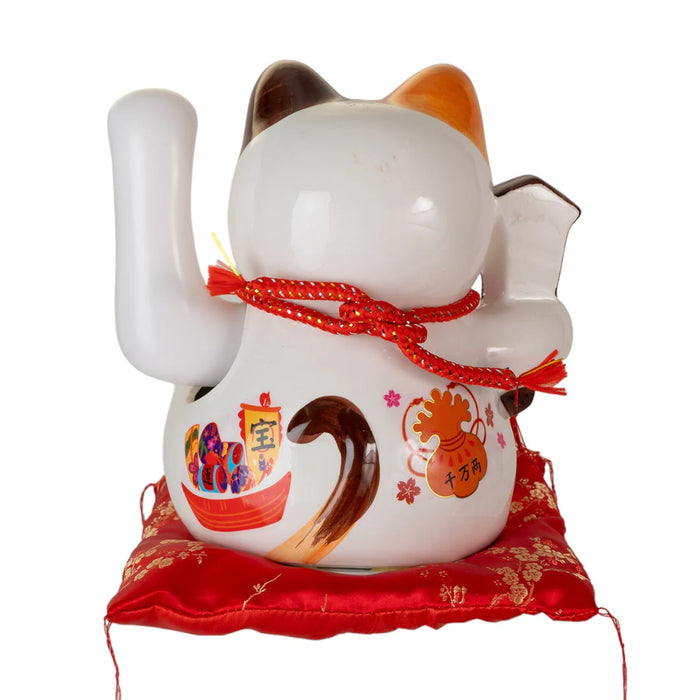 9" Lucky Cat w/Plastic Moving Arm