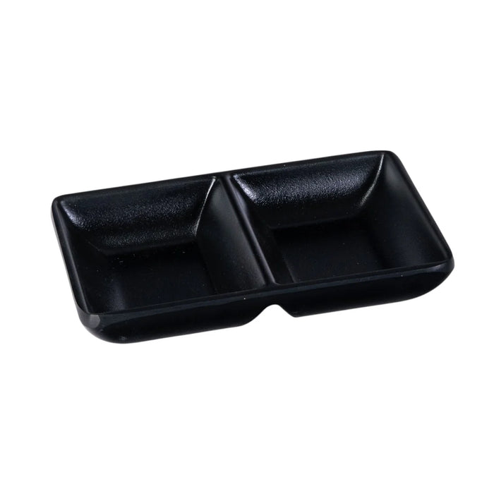 Rectangular Divided Sauce Dish Matte Black Melamine