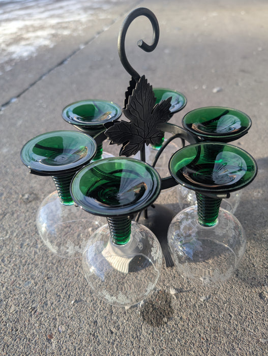 Vintage Romer Wine Glasses with Stand, Set of 6