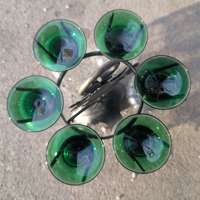 Vintage Romer Wine Glasses with Stand, Set of 6