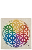 Sandstone Flower of Life Incense Plate Burner Set