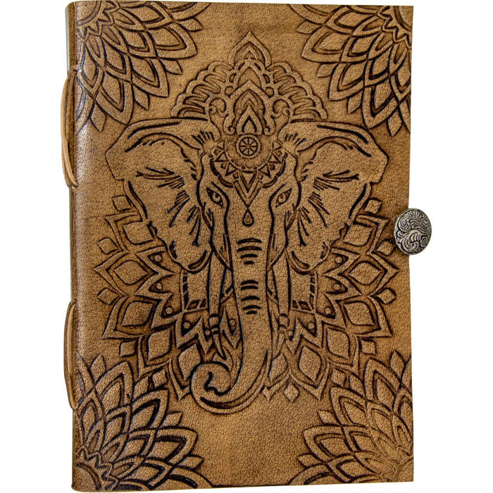 Leather Journal With Button Closure - Elephant