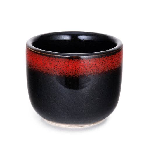 Red and Black Glazed 1.5oz Sake Cup