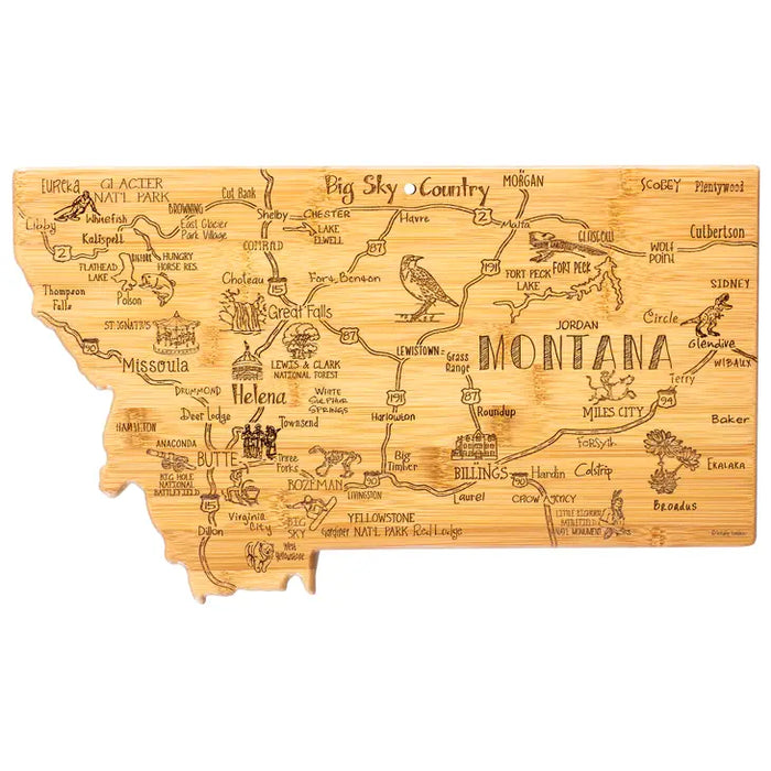 Destination Montana State Shaped Cutting Board