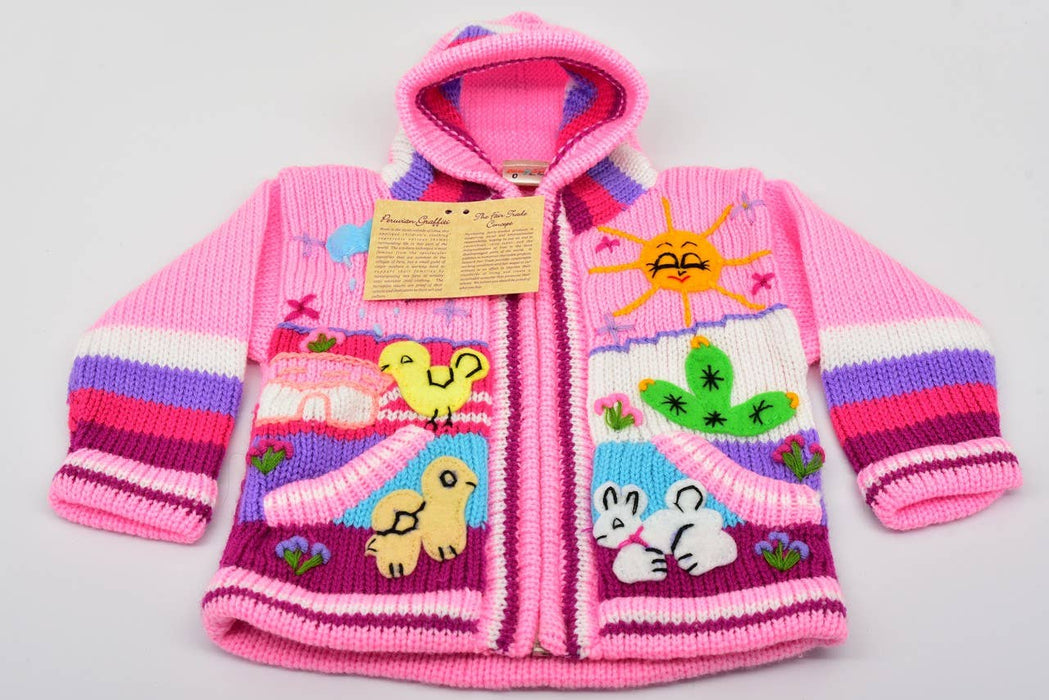 Children's Full Zip Applique Sweater Hoodie Jacket